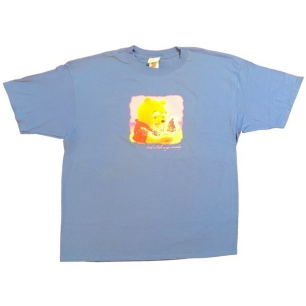 Vtg Disney Winnie the Pooh Mens Blue T-Shirt Find a Little Magic Everyday USA 2X